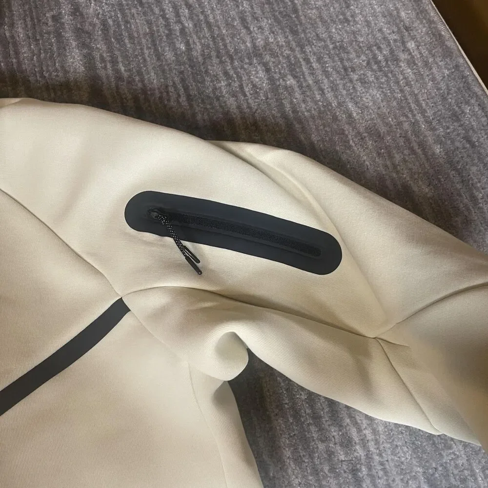 Nike Tech Fleece Hoodie Jacket Mens 2XL Beige Full Zip Windrunner Swoosh Logo